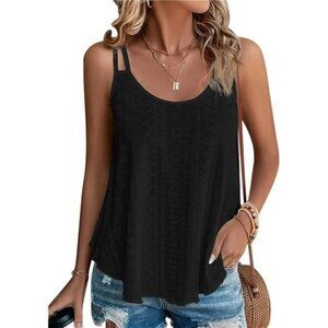 Sleeveless Spaghetti Strap Tank Top Flowy Cami Shirt Summer Beach Casual